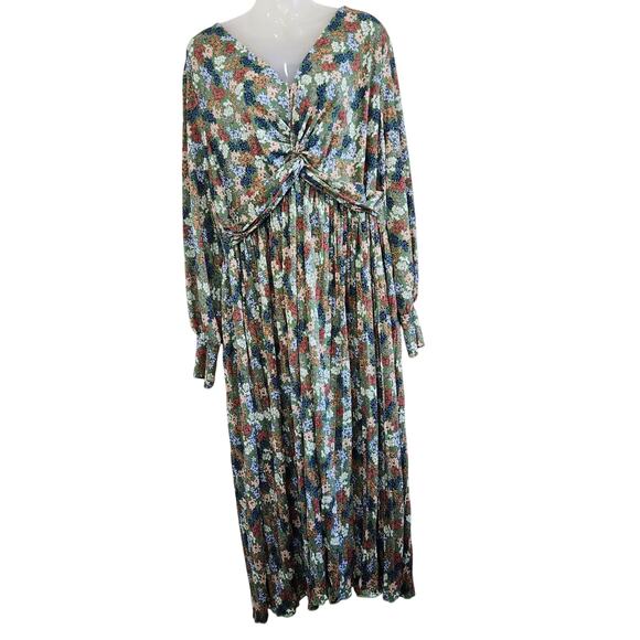 Eloquii Elements Knot Front Pleated Skirt Shift Dress Boho Multi Size 18/20 - Picture 1 of 7